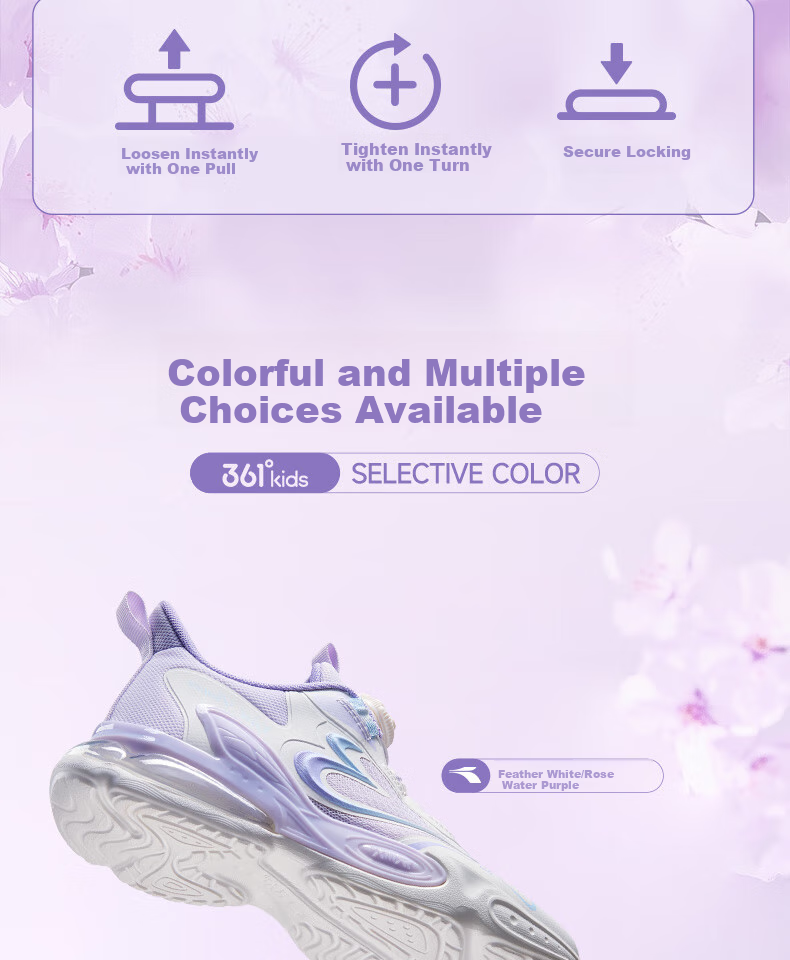 361° Children's Shoes Girls' Sports Shoes for Fall 2025, Shock-Absorbing Rebound Knob Casual Running Shoes for Older Kids, White Size 35 12