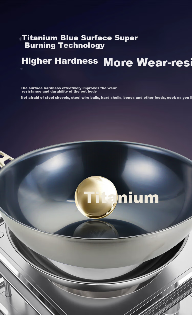 Amos Pure Titanium Wok with Lid, 32cm, Low Smoke, Healthy, 100% Pure Titanium Plate Material, Compatible with All Stoves, AS-CG308T 7