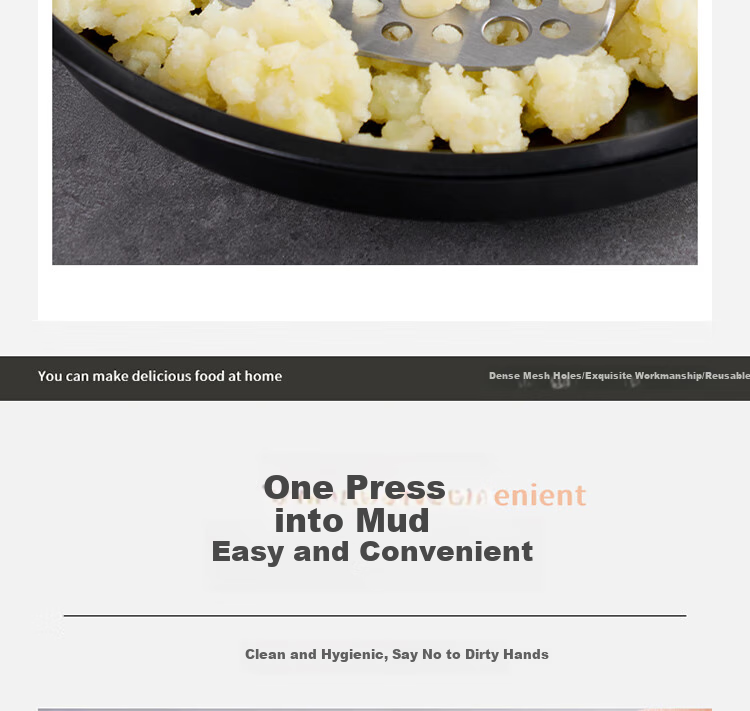 Baijie Stainless Steel Potato Masher, Manual Potato Press, Home Use Potato Masher, Potato Puree Crusher Tool, Baby Food Grinder 7