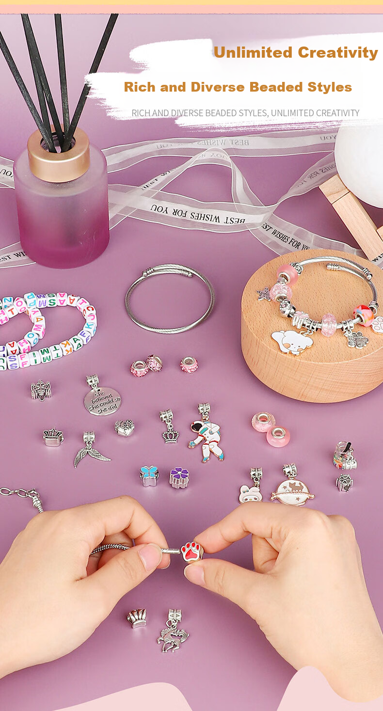TAOTAOTIANCAI Girls' Birthday Gift, Pretend Play Toys for 7-14 Year Old Girls, Beading Bracelet Making Kit with Jewelry Box for Children 3-6 9