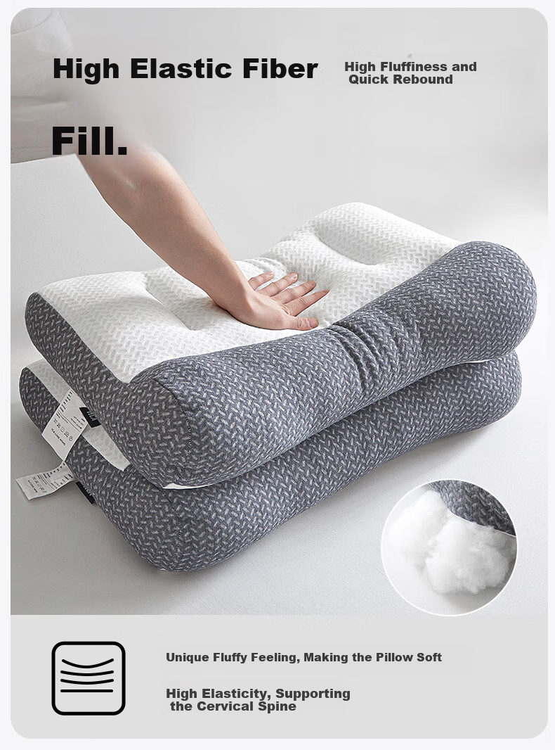 HLA A-Class Cotton Double-Sided Piped Quilted Latex Zoned Pillow Core Pillow Pair 10