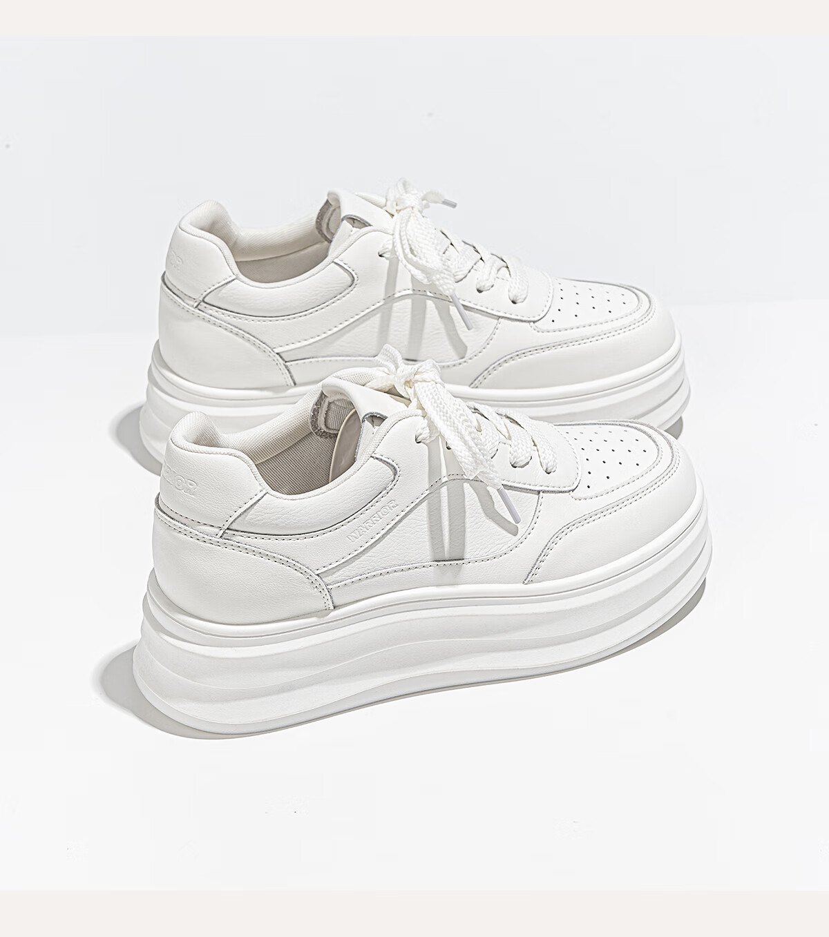Warrior Women's Autumn Casual Fashion Platform Thick-Soled White Sneakers, Height-Increasing Sports Shoes, Size 40 18