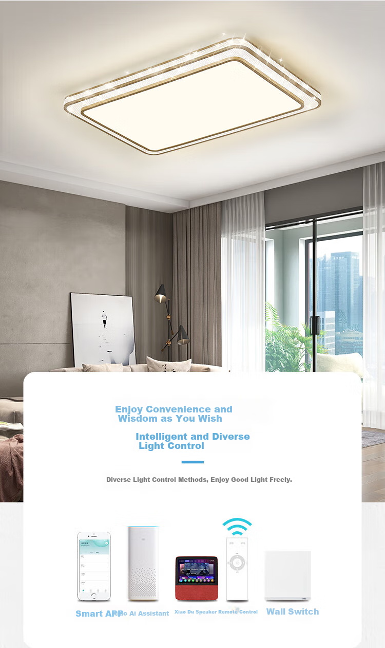 NVC LED Light Luxury Ceiling Light for Living Room And Bedroom, Full Spectrum Anti-Blue Light Smart Control Renovation Subsidy [Jinjinghong] 128W 3