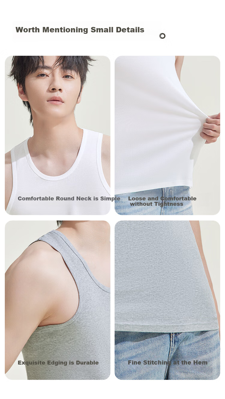Hodohome Men's Pure Cotton Sleeveless Tank Top Undershirt for All Seasons, Basic Undershirt for Men, Black, XL, 175/100 7