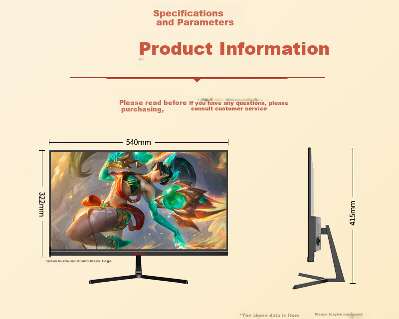 PANDA 23.8-Inch 2K Native 180Hz Fast IPS Screen, 1ms GTG, 130% SRGB Wide Color Gamut, Gaming Computer High Refresh Rate Monitor S24Q6 7