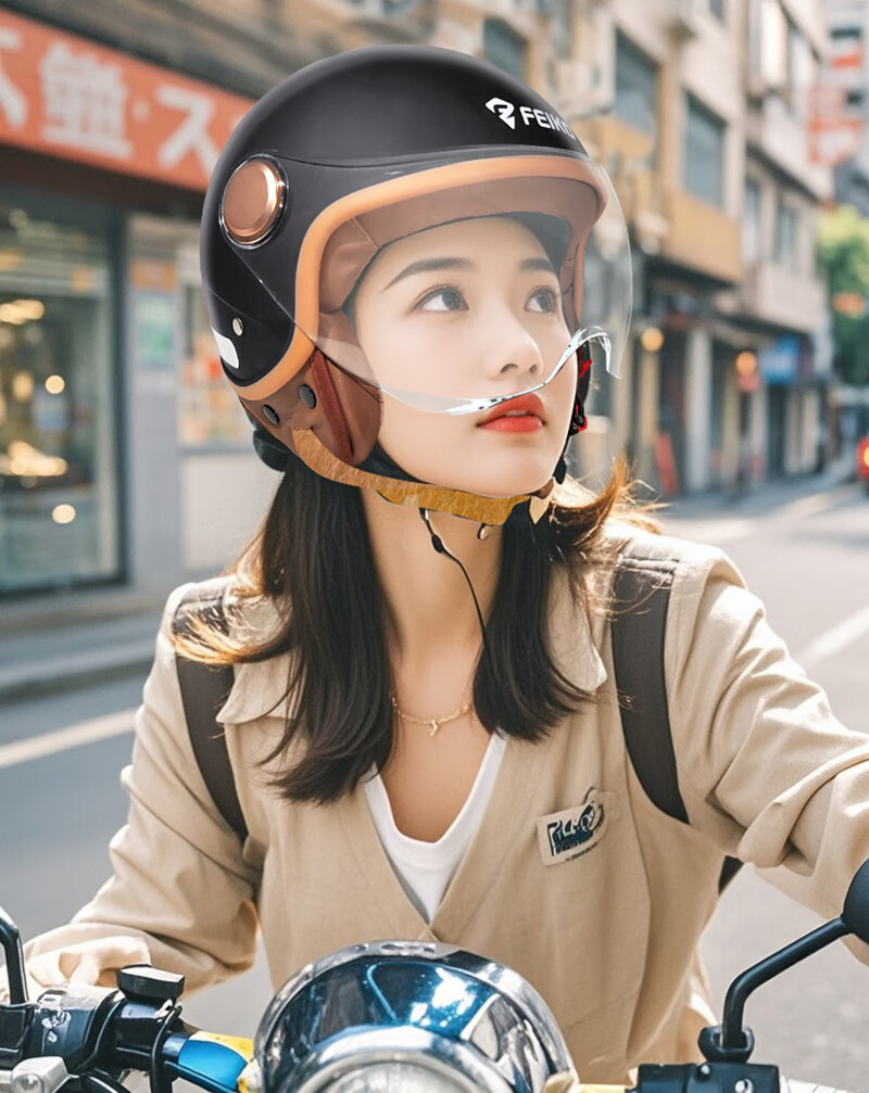 FEIKO Flying Cool Helmet 3C Certified New National Standard Electric Vehicle Four-Season Helmet Sun Protection Breathable Half Helmet Safety Cap for Men and Women Black 15