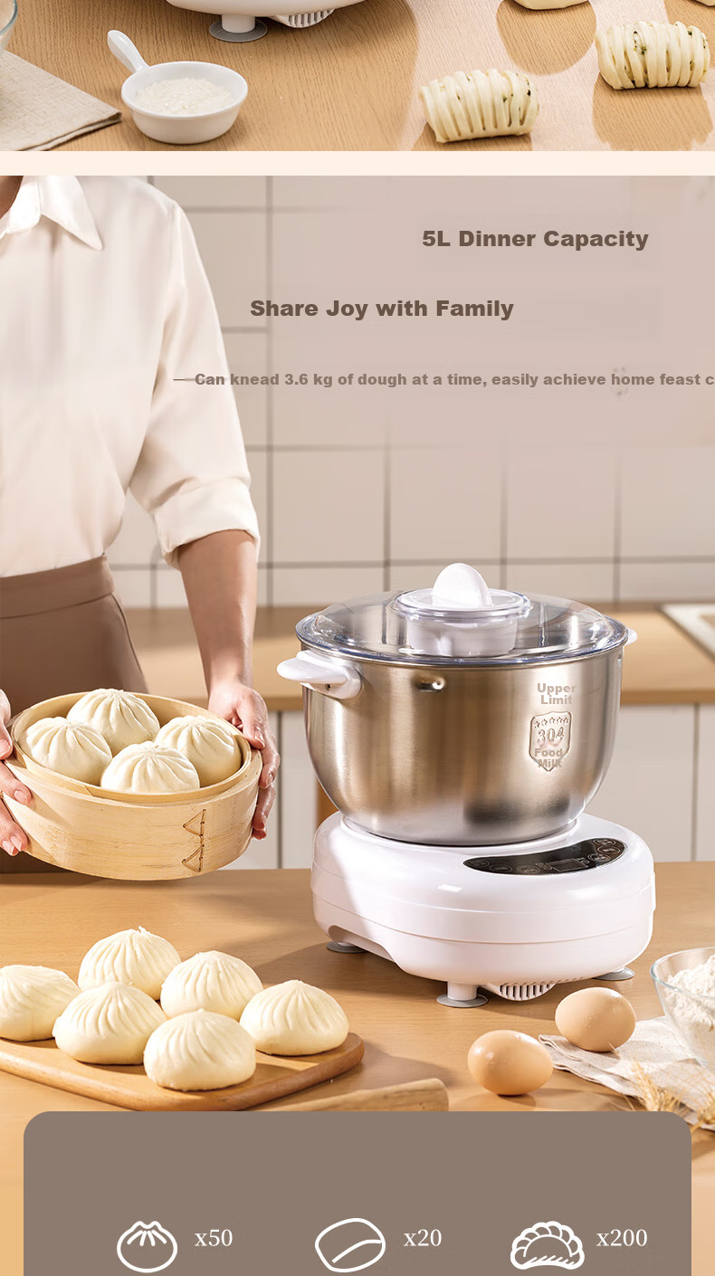 Royalstar Home Automatic Dough Mixer, Kneading Machine, Small Timerless Unattended Dough Mixer, Fermentation All-In Machine, Smart Bread Flour, 7 Liters, RM200H 10