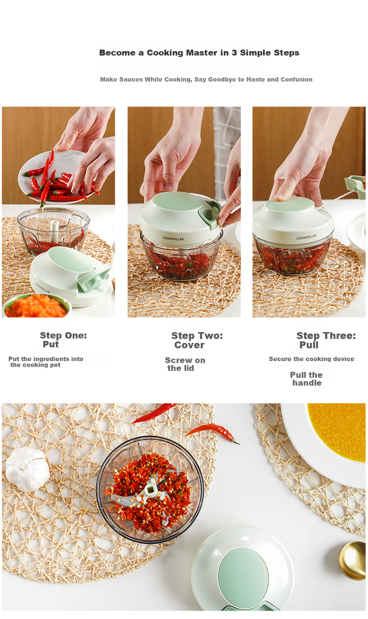 LOCK&LOCK Plastic Garlic Press Food Processor Meat Grinder Vegetable Masher Baby Food Grinder Blender Garlic Masher with 3 Blades 650ml 9