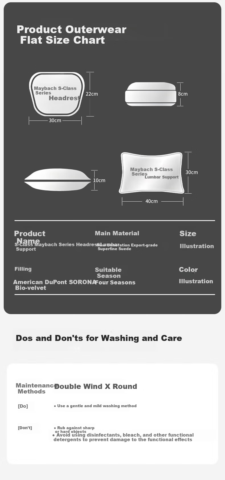 BIMLL B Car Headrest Suitable for Maybach Headrest, Mercedes-Benz, Tesla Neck Support Pillow, Wenjie Lumbar Cushio 15