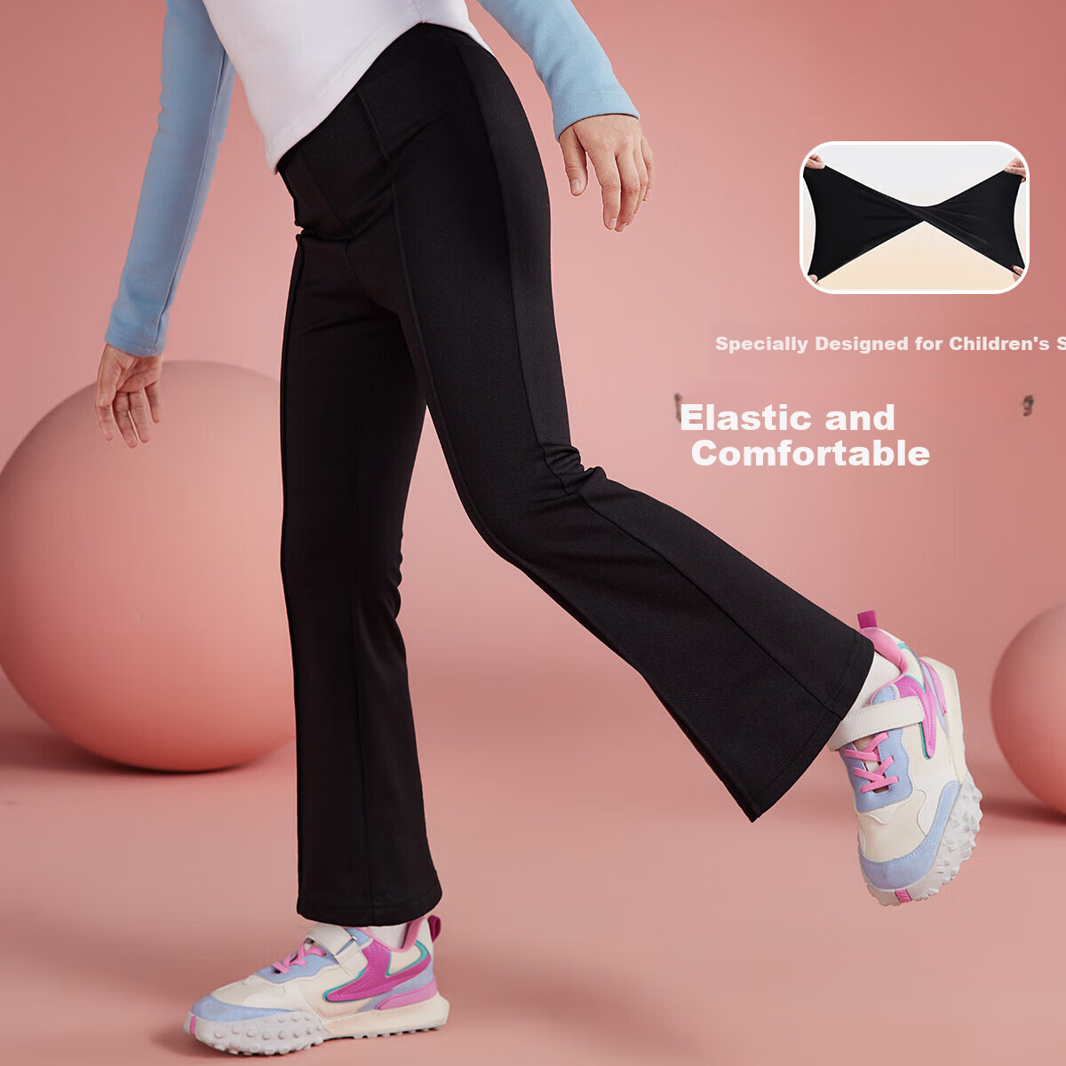 ASK JUNIOR Children's Clothing, Kids' Pants, Sports Running Trousers, Girls' Autumn Flared Pants, Casual Long Pants, Youth Mosquito-Repellent Pants