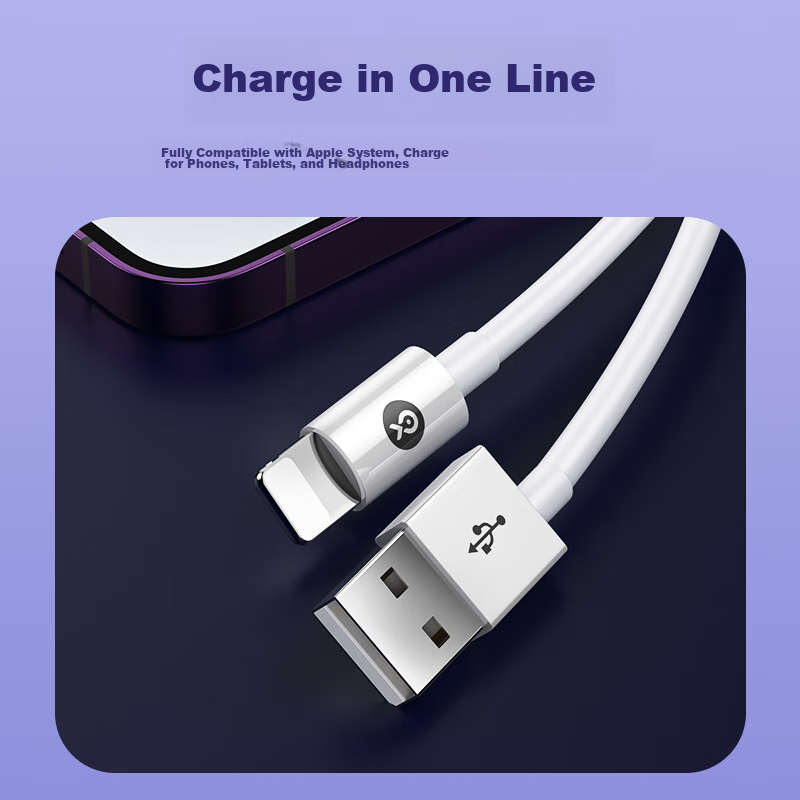 Кабель BIAZE для быстрой зарядки, совместимый с iPhone 14/13/12 Pro Max/XR/Xs/11/8, iPad, автомобильное зарядное устройство USB, 1.5 метра, белый