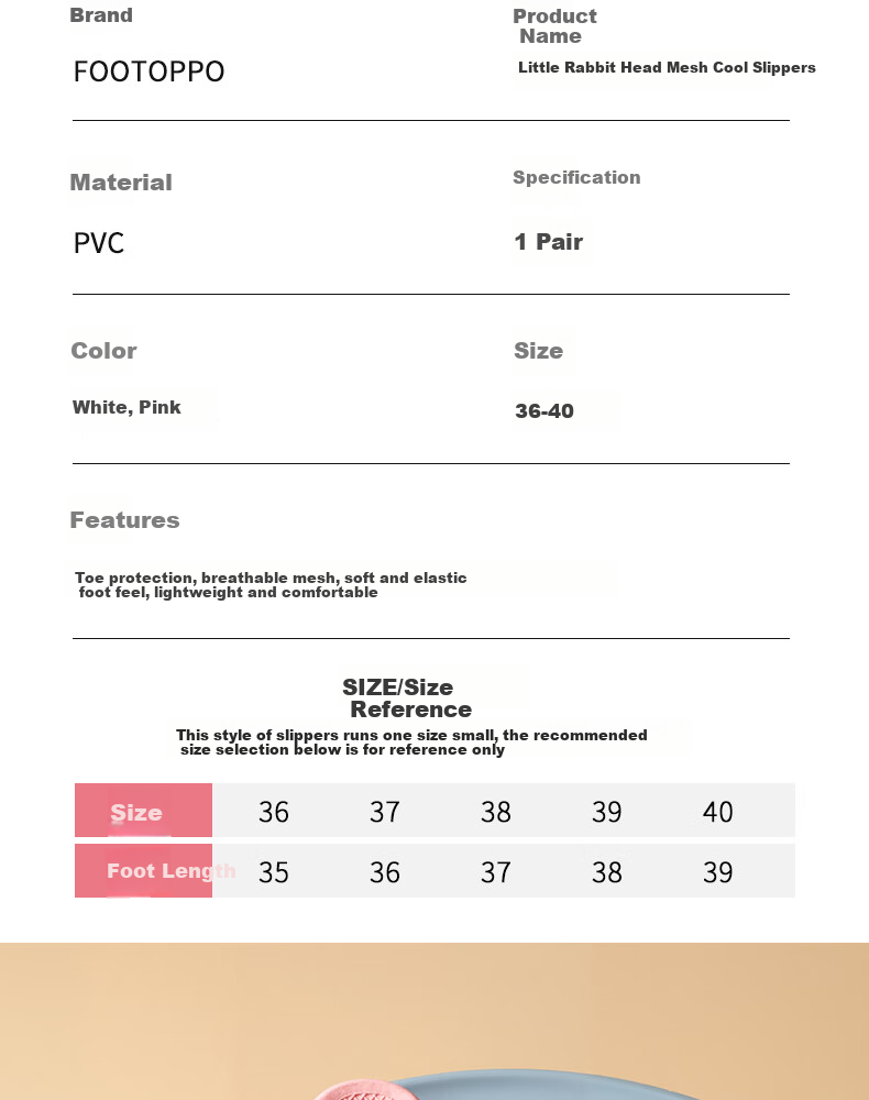 FOOTOPPO Baotou Mesh Breathable Women's Slippers Non-Slip Indoor Foot-Covering Holey Silent Summer Outdoor Half Slippers 13