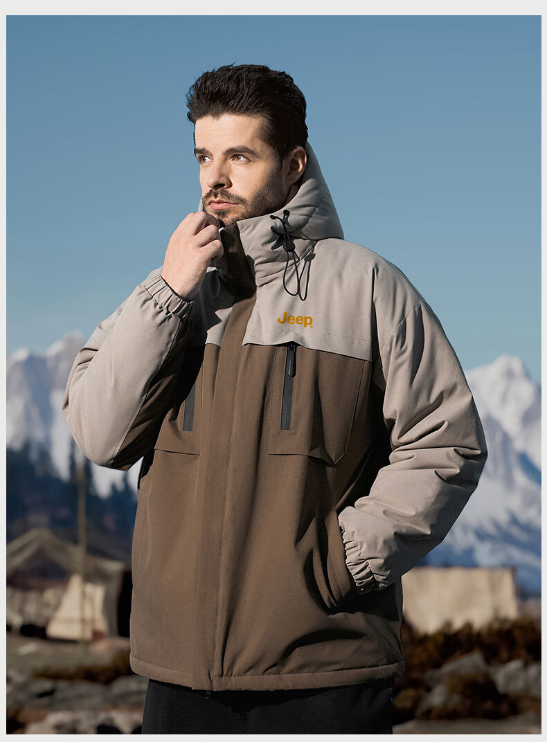 JEEP Men's Casual Thickened Warm Cotton Padded Jacket Winter 2025 New Graphene Windproof Cotton Coat 7