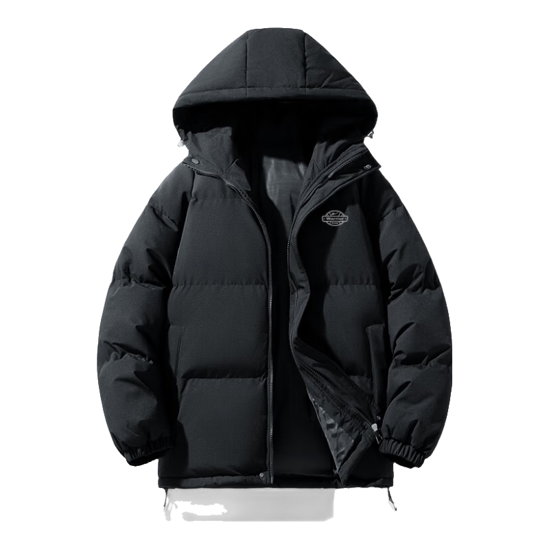 Warrior Men's Winter Hooded Thickened Cotton Jacket Cold-Resistant Warm Cotton Coat New Year Battle Robe Puffer Jacket