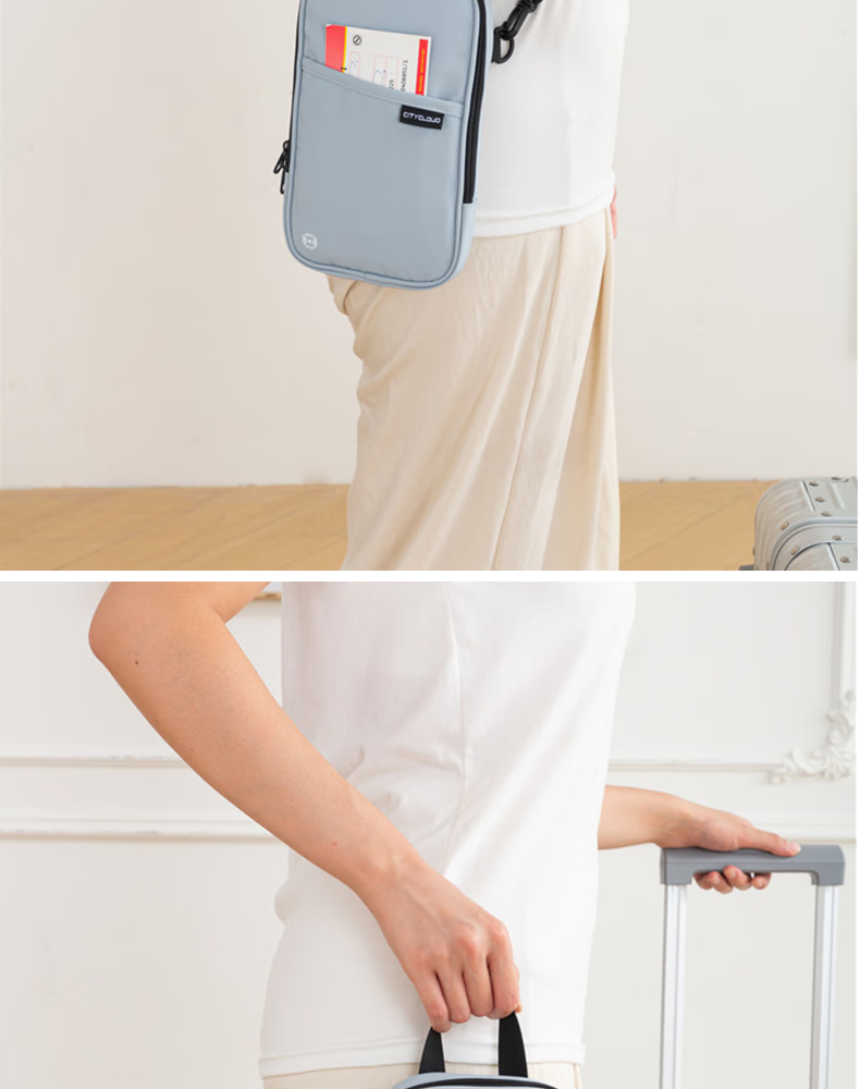 Bona Cloud Crossbody Travel Passport Bag Anti-Theft RFID Boarding Pass Document Organizer Neck Hanging Card Holder Large Capacity Phone Bag 15