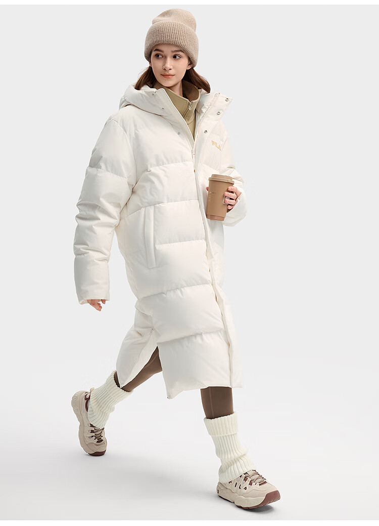 FILAFILA Official RGB Long Down Jacket 2025 Winter Couples Hooded Cold-Resistant Warm Coat 29
