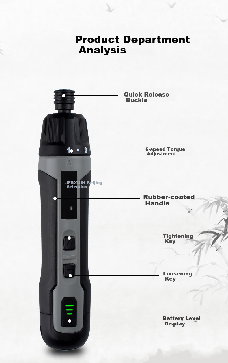 JERXUN Electric Screwdriver, Rechargeable Driver, Mini Electric Drill, Multi-Function Set with High Torque, Wireless Lithium Battery Drill 3