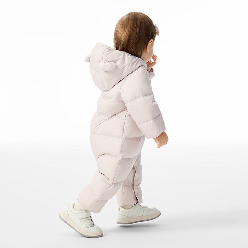 YEEHOO Baby Hooded Down Jumpsuit Autumn Winter Nano Antibacterial Lightweight Infant One-Piece Winter Outerwear
