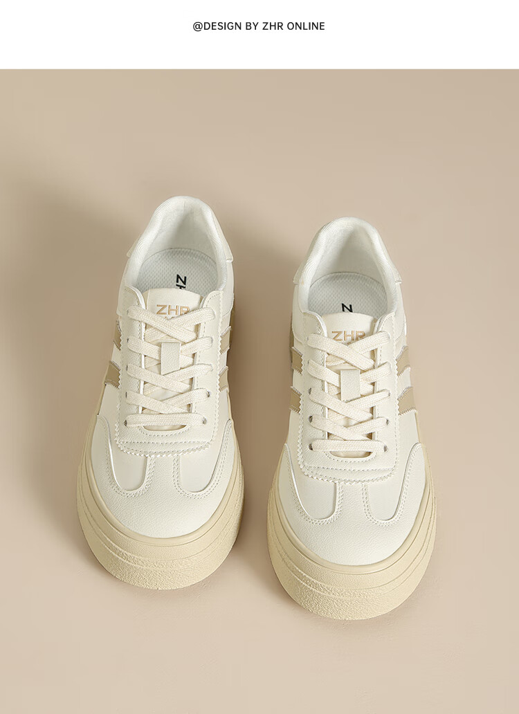 ZHR ZEZHE Summer Women's Mesh Lightweight Thick-Soled Breathable White Sneakers KS109E Beige Black Size 38 19