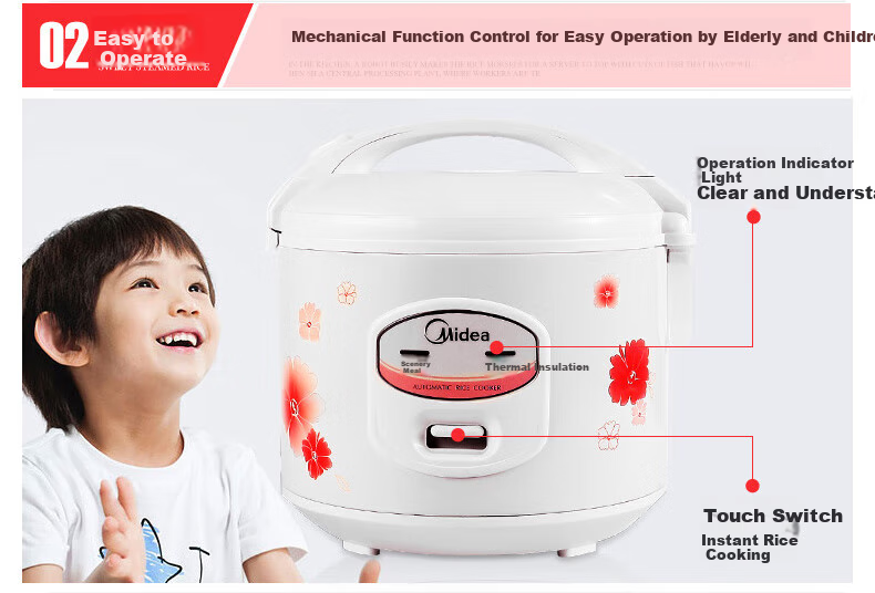 Midea Rice Cooker 3L Household Mechanical Type, Cast Heating Plate, Simple And Easy to Control, Black Crystal Inner Pot Mini Rice Cooker MB-YJ308J [ZMD Peace of Mind Series] 4