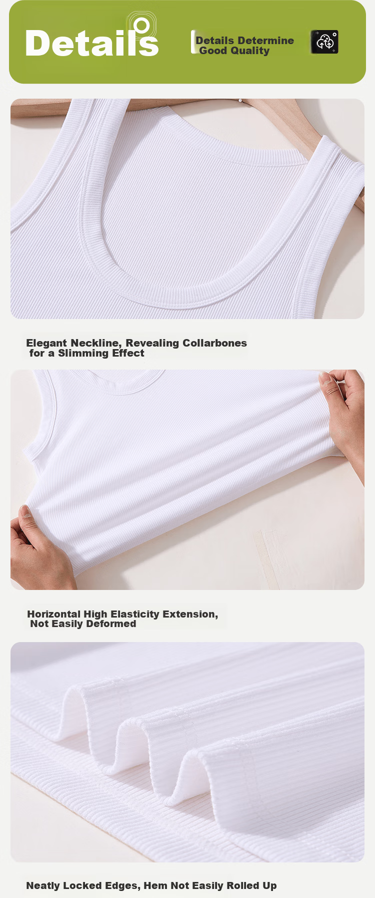 MiiOW Women's Camisole Tank Top [Racerback with Low Cut], Wide Shoulder Versatile Slim Fit Elastic Short T-Shirt, 2026 New White XL 11