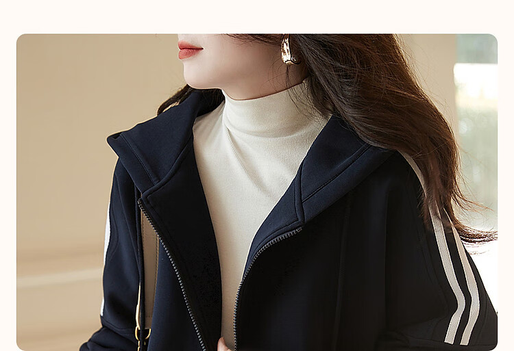 Demana Colorblock Webbing Winter Hooded Loose Fit Long Sleeve Slightly Stretchy Casual Adjustable Hem Short Jacket for Women 2