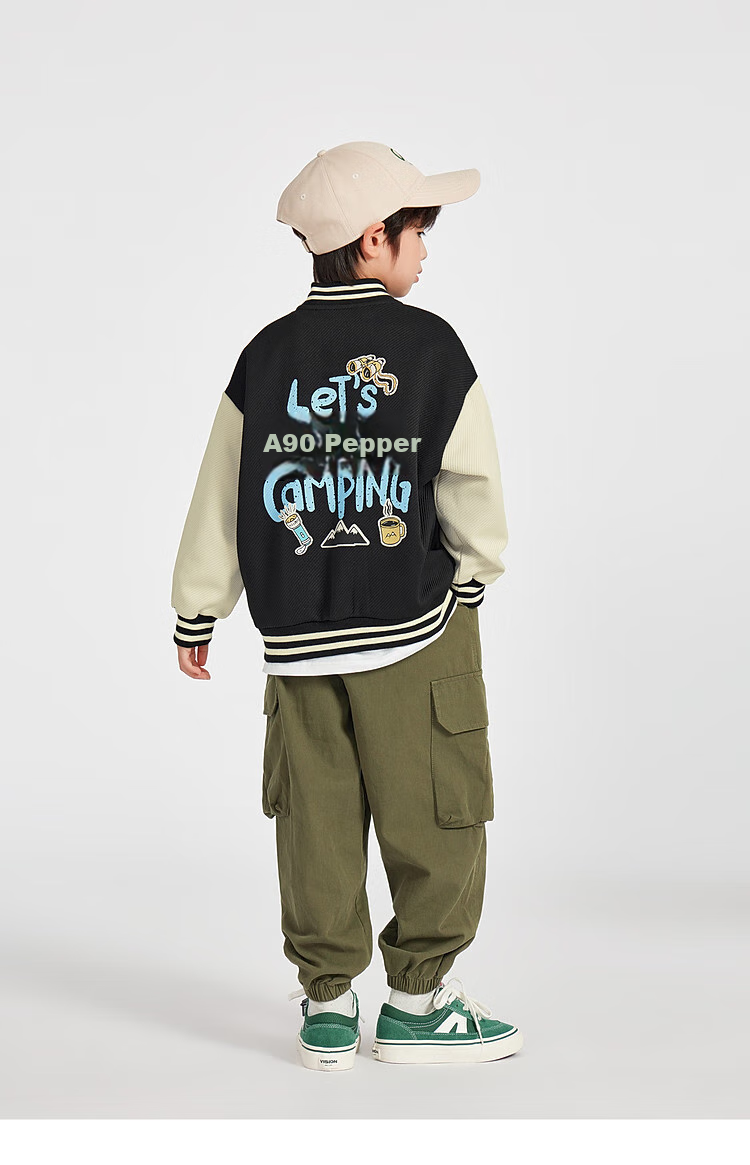 Duoduojia Boys' Knitted Jacket, Spring And Autumn 2026, for Older Children, Comfortable And Stylish Outerwear, Casual Cool Baseball Jacket for Kids 18