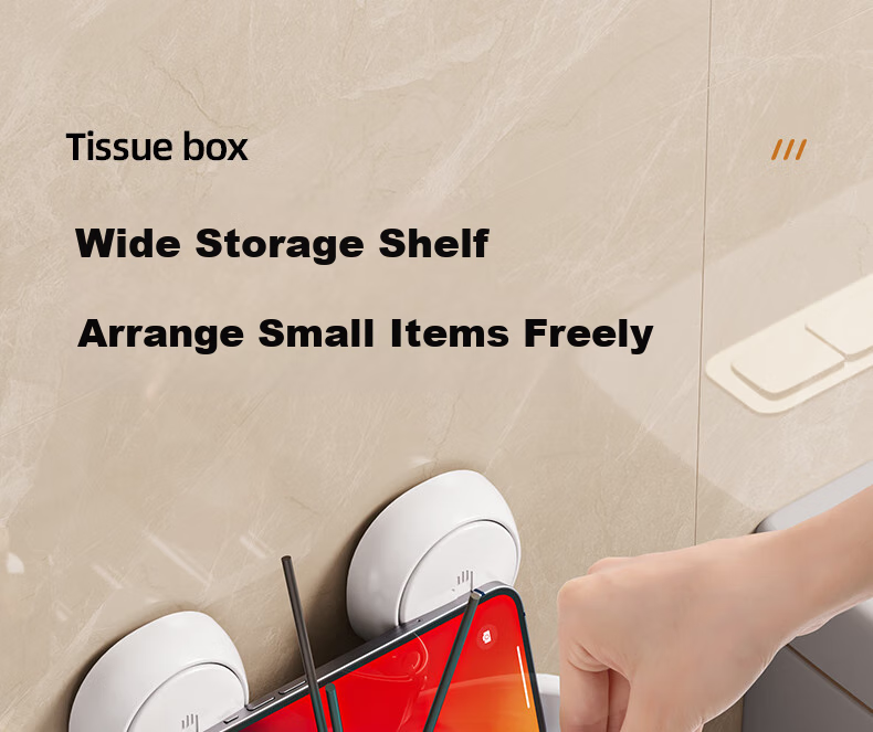 Taili Suction Cup Bathroom Tissue Box, Toilet Paper Holder, Wall-Mounted Storage Rack, Waterproof, No Drilling Required 15