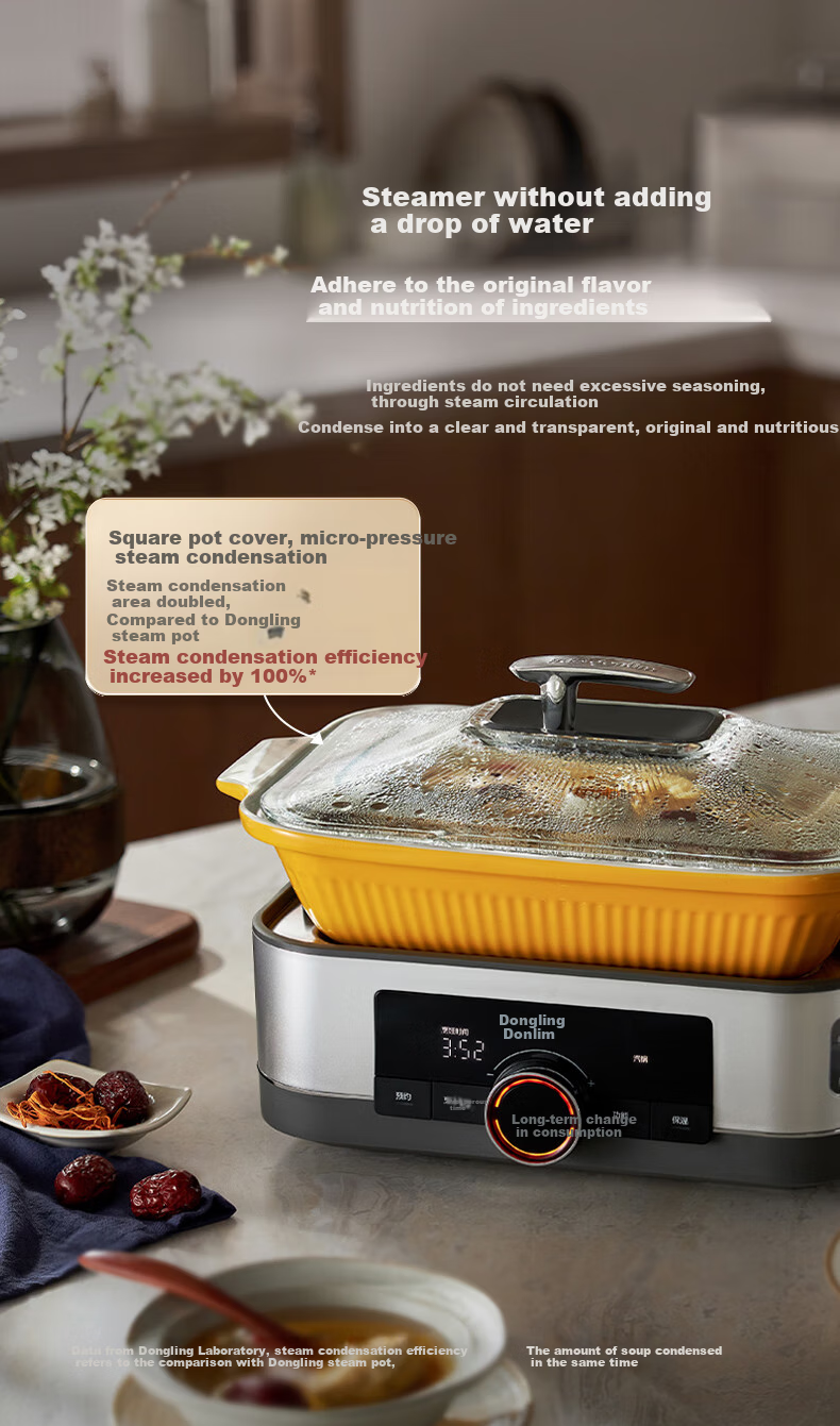 Donlim Electric Steamer Multi-Functional Steaming Pot Stewing And Cooking All-In Electric Steamer Double-Layer Stainless Steel Timer Keep-Warm Home Large Capacity Steamer Suitable for Babies Automatic No-Fire DL-1005A 7