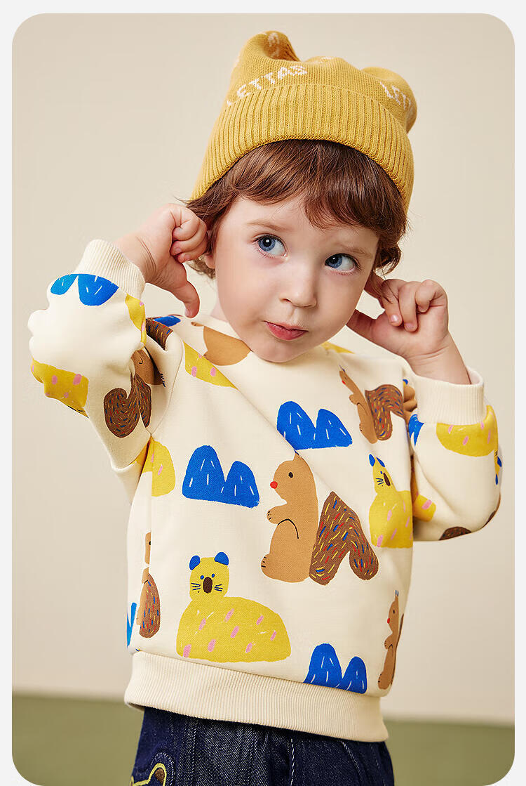 Minibala Baby Boys and Girls Sweatshirt 2025 Winter Far-Infrared Heating Fleece-Lined Warm Top 6