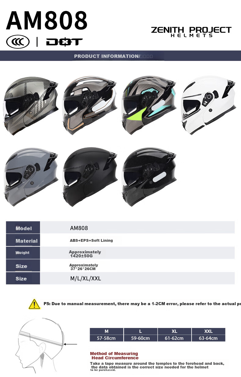 ZNP 808 New National Standard Class A Motorcycle Electric Scooter Helmet, Flip-Up Visor, All-Season Full-Face Helmet, Matte Black, XL 1