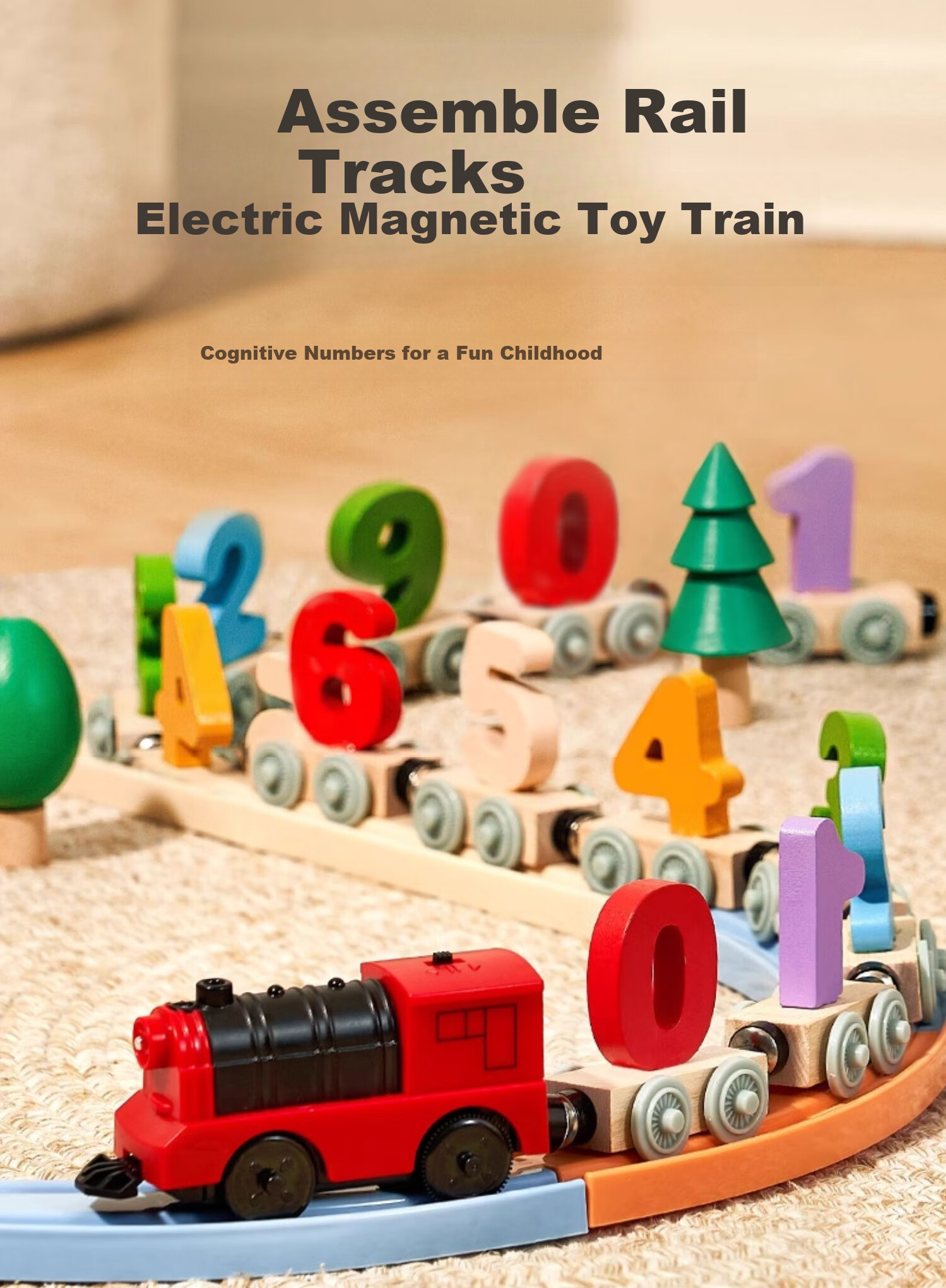 CAREBABY Children's Magnetic Number Train Track Toy, Educational Magnetic Building Blocks, Assembly Toy for Boys And Girls, Birthday Gift 1