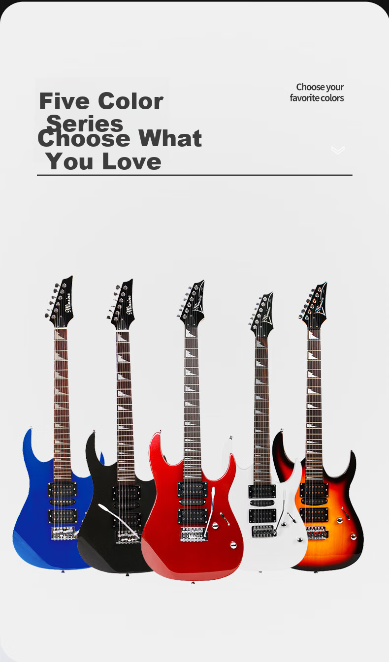 Minsine MS170/Sunset Color Electric Guitar, Beginner's Electric Guitar, Professional-Level Electronic Guitar, Single Pickup Rock Guitar 6