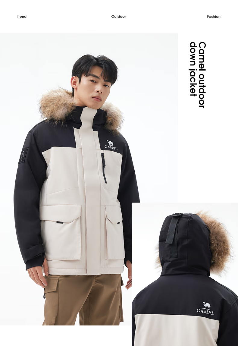 CAMEL Outdoor Down Jacket Unisex 035 Water-Repellent Thickened Warm Parka Coat 27