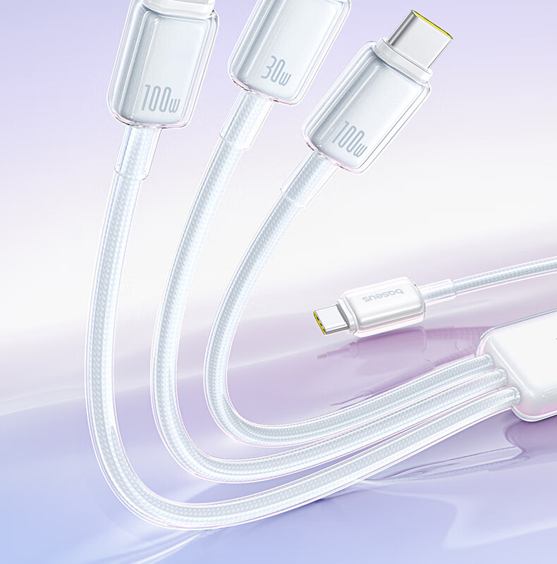 Baseus Type-C 3-in-1 PD 100W Fast Charging Cable for Apple iPhone 16/15 Pro Max, Huawei, Xiaomi, iPad, Tablet, Car Use, 1.5m Blue 1