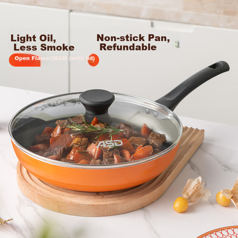 ASD Non-Stick Frying Pan for Home Use, Steak Breakfast Pan, Low-Oil Smoke Cooking Pan, 26cm Gas Stove Specific G14