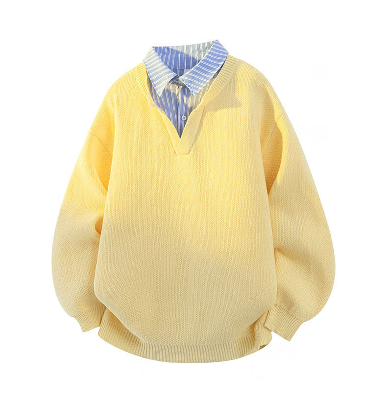 Jeanswest Men's Autumn Winter Trendy Two-in-One Cotton Knit Sweater Casual Business Warm Pullover Top 3
