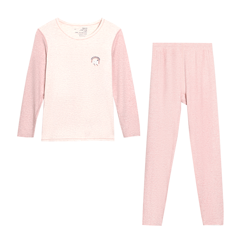 Hodohome Girls' School Uniform Cotton Modal Brushed Seamless Thermal Underwear Set Pink 110-165