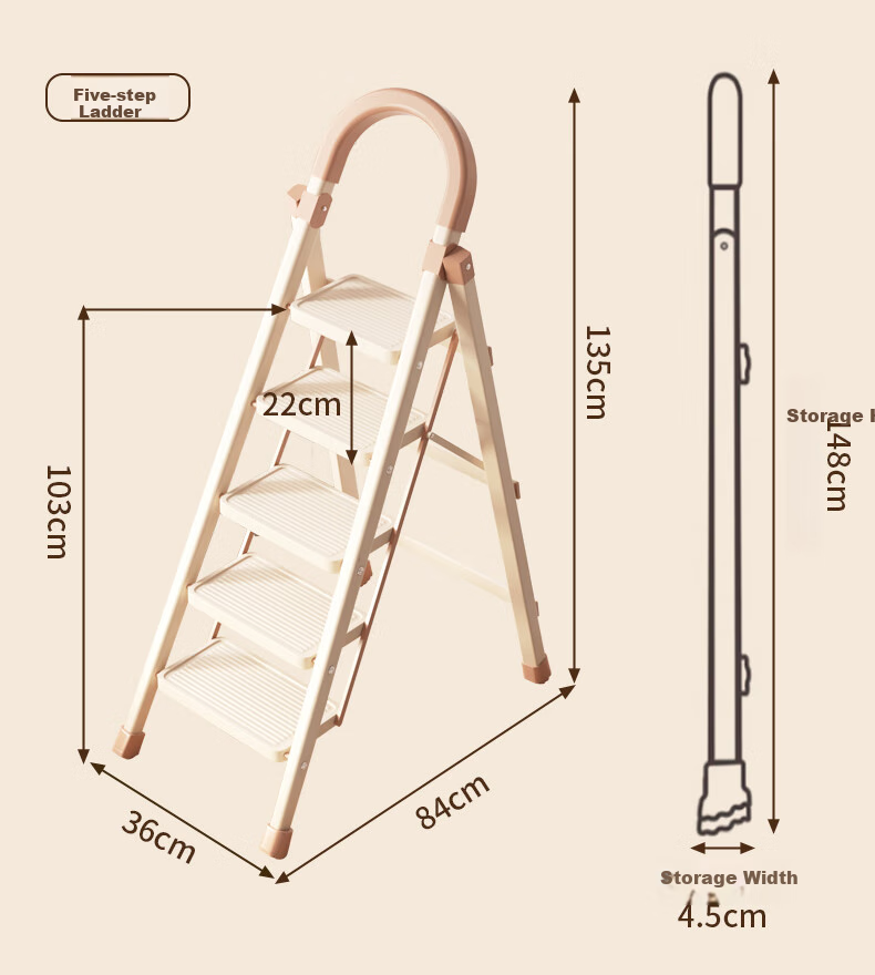 Chibailun Folding Ladder, Household A-Frame Ladder, Multi-Functional Engineering Ladder, Indoor Stair Ladder, Telescopic Ladder for Climbing 18