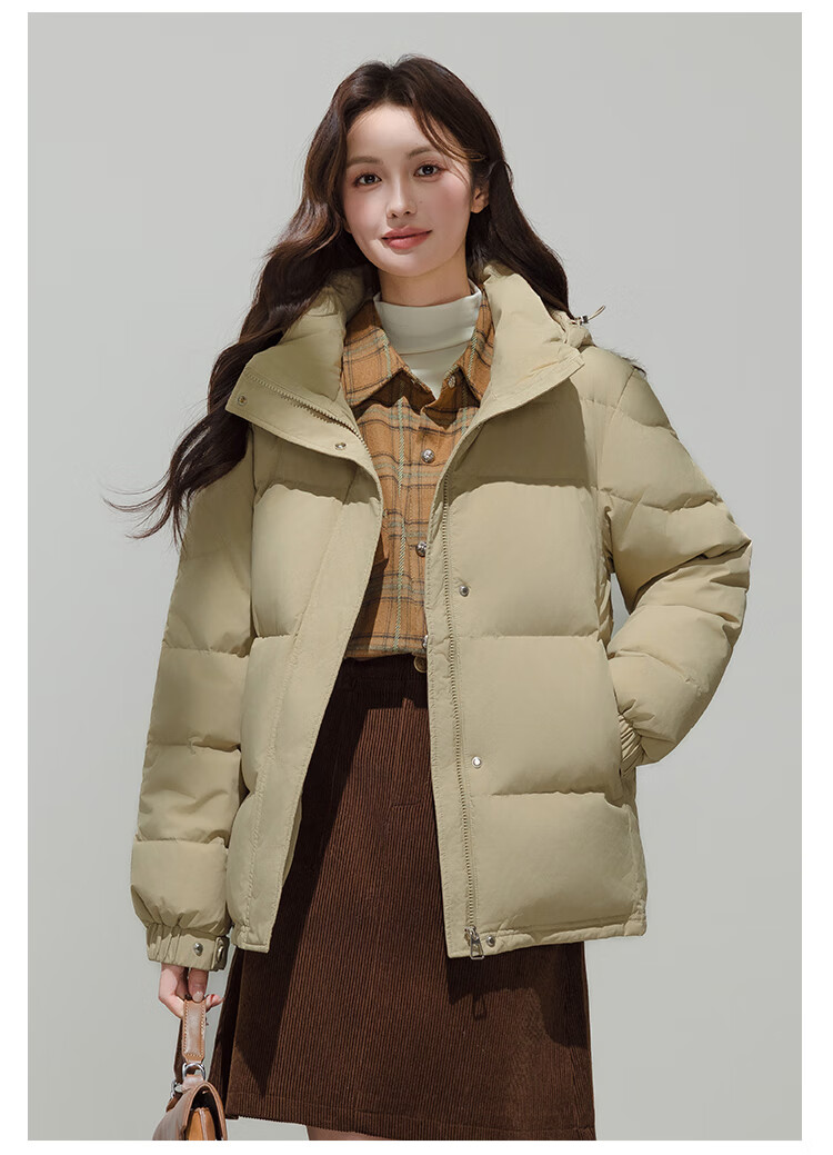 Yalu Women's Short Down Jacket 2026 Winter New Removable Hood Far-Infrared Heat Retention Warm Coat for Petite 25