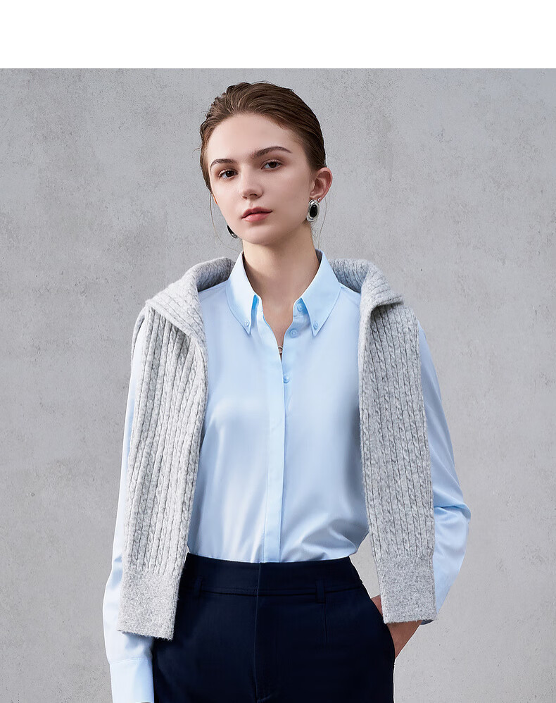 G2000 Women's Long Sleeve Modal Stretch Shirt with Complimentary Necklace, Four-Season Mall Style 3