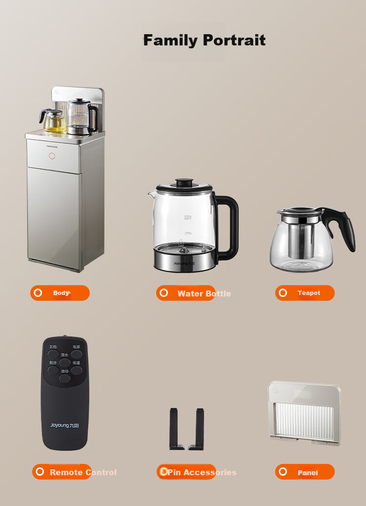 Joyoung Tea Bar Machine, Living Room Home High-End Standing Water Dispenser, Fully Automatic Bottom-Filling Kettle, Multifunctional Remote-Controlled Integrated Cabinet with Bottom Water Tank, Smart Electric Kettle, JCM82 19