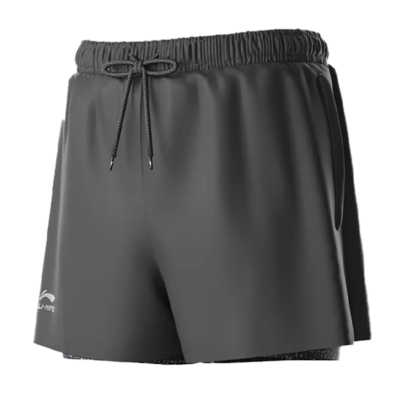 Li-Ning Swimming Trunks for Men, Anti-Embarrassment Swim Shorts, Knee-Length Double-Layer Comfortable High-Elasticity Water And Land Dual-Use Beach Shorts, 328 Black L