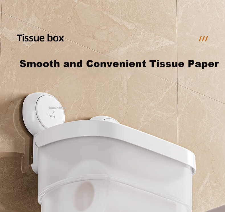 Taili Suction Cup Bathroom Tissue Box, Toilet Paper Holder, Wall-Mounted Storage Rack, Waterproof, No Drilling Required 13