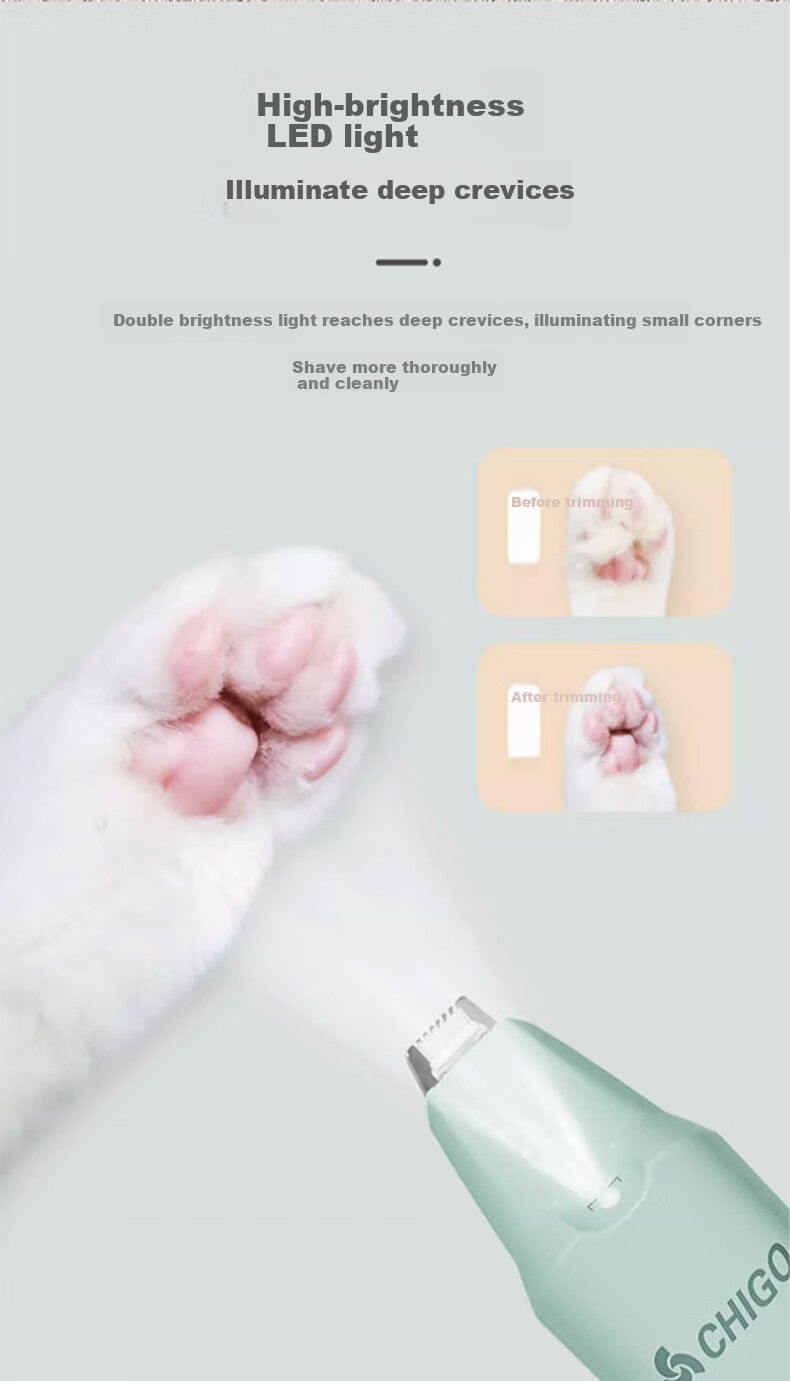 CHIGO Pet Dog Cat Paw Hair Trimmer, Foot Pad Hair Clipper, Pet Grooming Tool, Dog Claw Shaver, Cat Paw Electric Push Cutter, Electric Trimmer for Foot Hair, T11 Graduation Gift 3