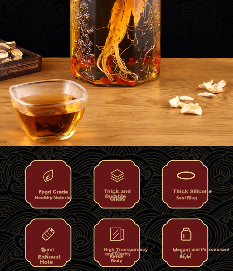 BJ Glass Infusion Container, Sealed Jar for Home Brewing, Pickling Jar, Liquor Bottle, Specialized Bottle for Soaking Liquor 2
