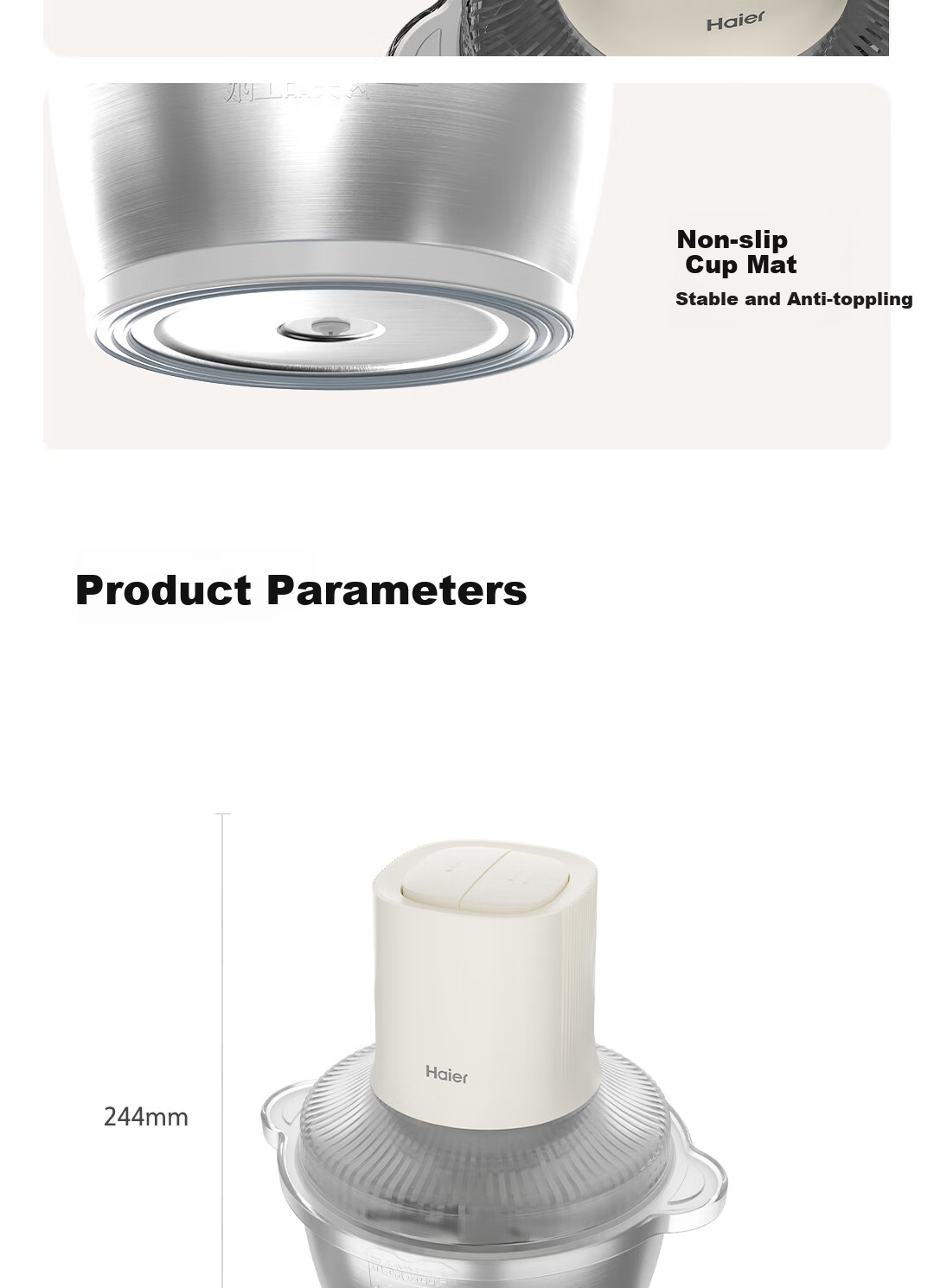 Haier [Price Protection 618] Household Meat Grinder Electric Multifunctional Food Processor Meat Mincer Dumpling Meat Garlic Grinder HDKJRY1201 14