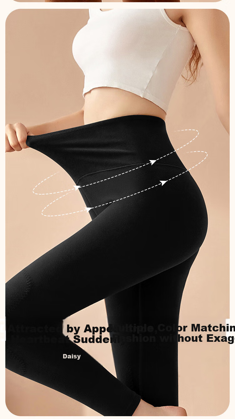 LangSha Women's Thermal Underwear, Autumn And Winter Wool Silk Patch Waist Protection Knee Protection High-Waist Tummy Control Seamless Women's Warm Pants 14