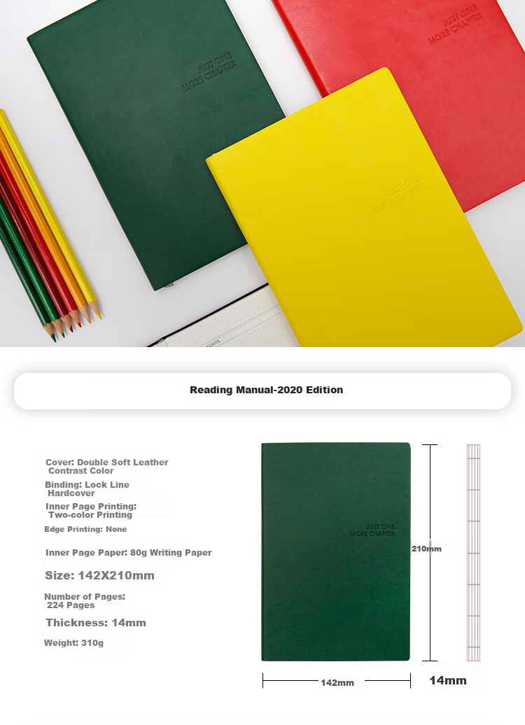 Chenzao Reading Handbook A5 Quote Reflection Notebook 256 Pages Can Record 50 Books 5 Colors Available - Meilade Brow 1