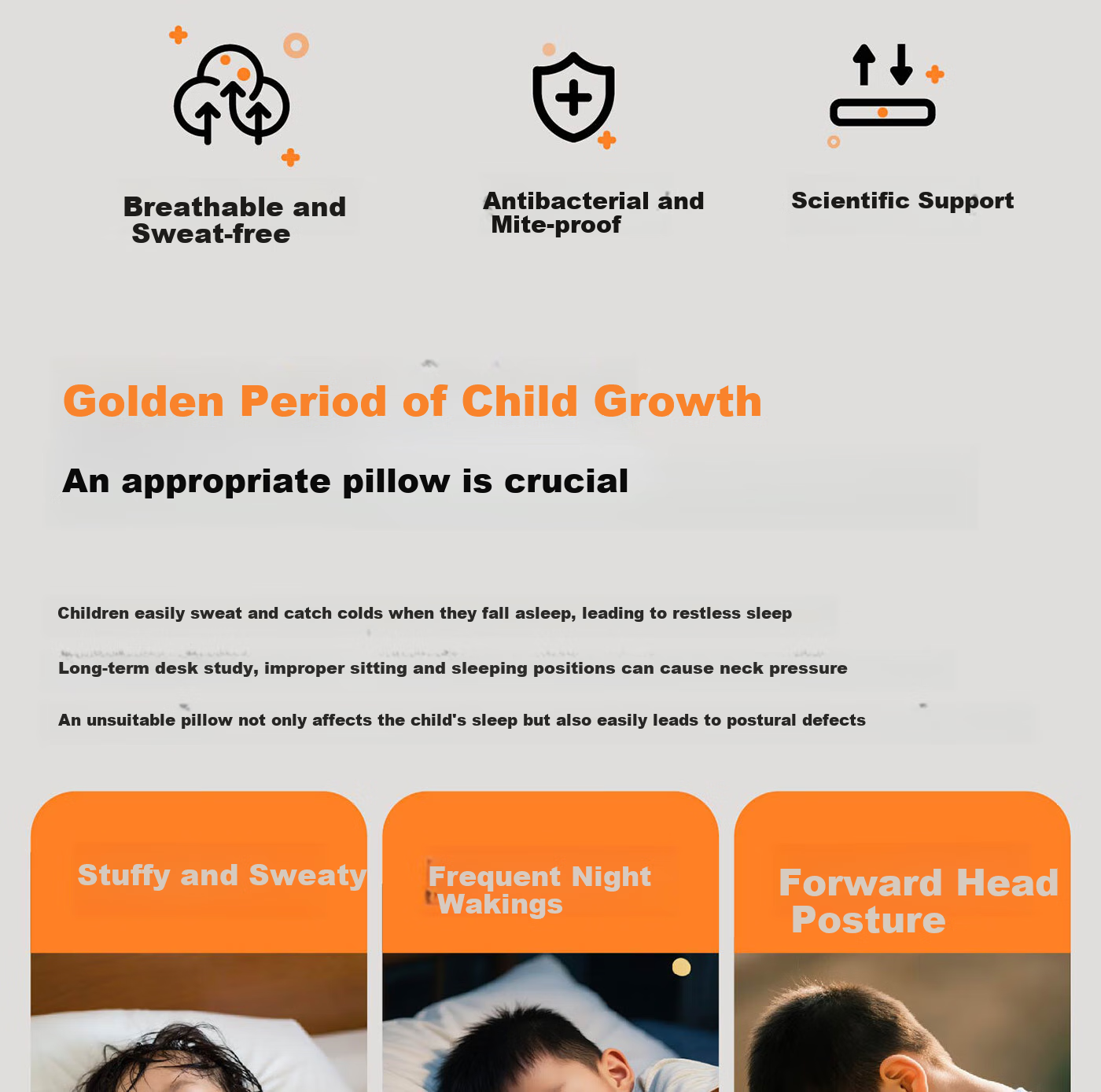 Fessura Pillow for Children's Nap, Memory Foam Pillow, Skin-Friendly And Breathable with Pillowcase, Suitable for Student Dormitory And Home Use, Antibacterial And Anti-Mite 2